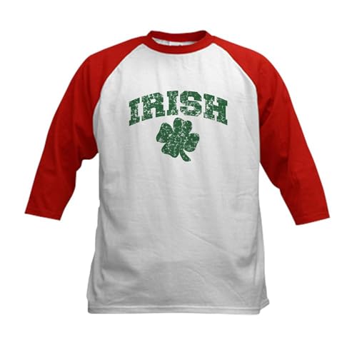 CafePress Worn Irish Shamrock Kids Baseball Jersey Kids Cotton Baseball Jersey, 3/4 Raglan Sleeve Shirt