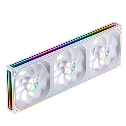 Image of JONSBO ZA-360WR (Reverse) PC Case Fan,All(3)-in-One,Single Frame Unit with 3x120mm 3Pin ARGB Fans,PWM, Reverse Blade Silent with 4-Sides Infinity Mirror,Aluminum Nameplate,28mm Thick White