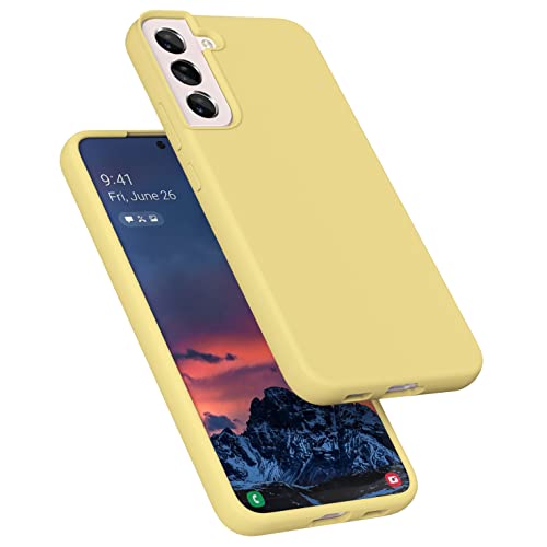 Coque Samsung S22 silicone jaune antichoc avec doublure microfibre douce pour Galaxy S22 5G 6.1"