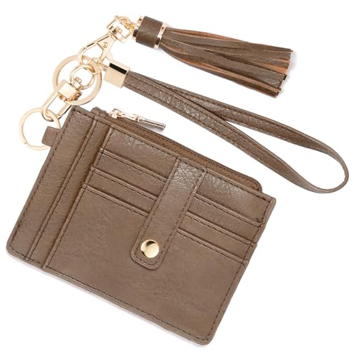 Image of KNGITRYI Small Wristlet Wallets for Women RFID Credit Card Holder Wallet Keychain Wristlet Wallet Credit Card Wallets for Women (Clay Brown)
