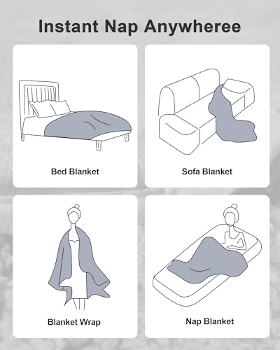 Image of Ultra-Soft Weighted Blanket for Adults(15 lbs, 60 inch x 80 inch Queen Size) Plaid Sherpa Fleece Reversible Heavy Blanket with Glass Beads, Perfect for 140-190 lbs, Machine Washable, Gray