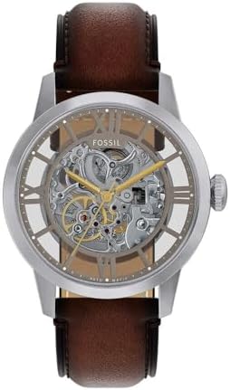 Fossil Watch for Men Townsman, 48mm case Size, Mechanical Automatic Movement, Leather Strap