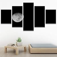SIGNWIN 5 Panel Canvas Wall Art Aerial Astronomy & Space Expressive Global Moon Multicolor Photography Realism Warm for Home Decorations Ready to Hang - 60