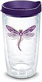 Tervis 1137011 Shimmer Layered Purple Dragonfly Tumbler with Emblem and Royal Purple Lid 16oz, Clear