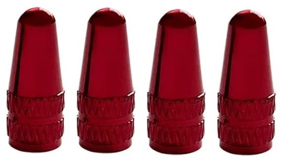 QiK Sports Alloy Presta Valve Caps - 4 Pack (Red 4 Pack)