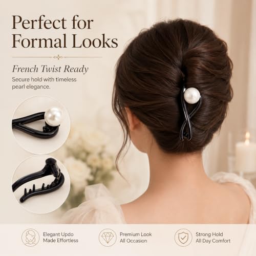 Set de 3 Pinzas Vintage para Cabello con Perlas miniatura 6
