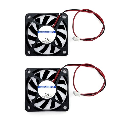 JZK 2PCS 60x60x10mm 2 pines 12V mini ventilador enfriamiento silencioso 60mm con cables 6010 6cm miniatura pequeño ventilador DC sin escobillas 12V ventilador impresora 3D ventilador disipador calor