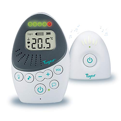 Tigex Babyphone Easy Protect Plus, Babyhörer, wiederaufladbar, mit Eco-Modus, Walkie-Talkie, Wiegenlied und Nachtlicht