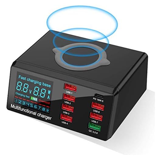 Charging Station for Multiple Devices, 100w 6-Ports Include 5USB+1QC3.0 Ports Fast Charging Station for Apple, Fit for Other Mobile Phones Brands