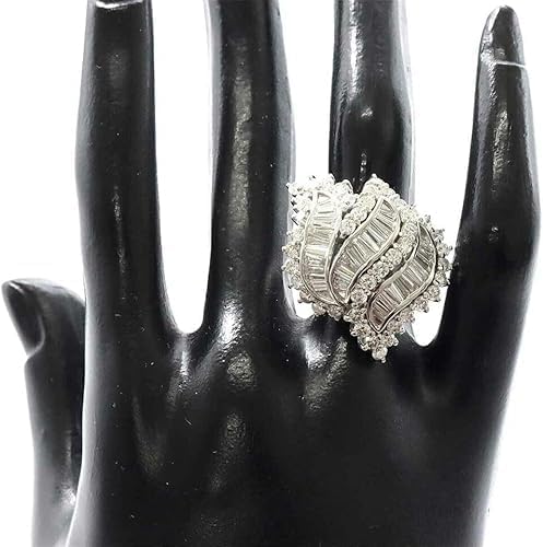 Purvika Jewels 2 Ct Round and Baguette Cut Lab Created Diamond Cluster Ring, 14K White Gold Finish