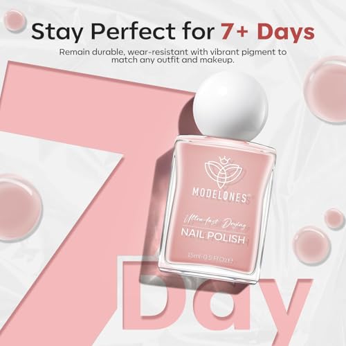 modelones Jelly Nude Nail Polish, 15 ml Valentines Pink Translucent Quick Dry Nail Lacquer Strengthener Long Last Shine Fingernail Toe Nail Art DIY Home Manicure Gift for Women Girls