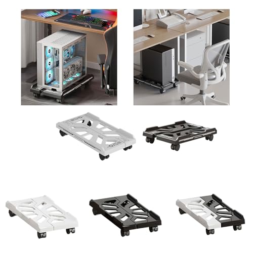 Soporte móvil ajustable para CPU con 4 ruedas giratorias, soporte de torre para computadora de piso, carrito para PC miniatura 2