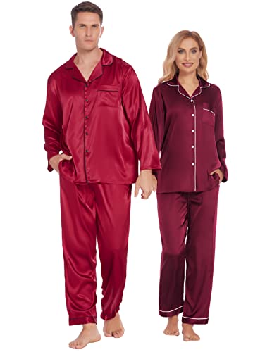 red satin valentines day pajamas