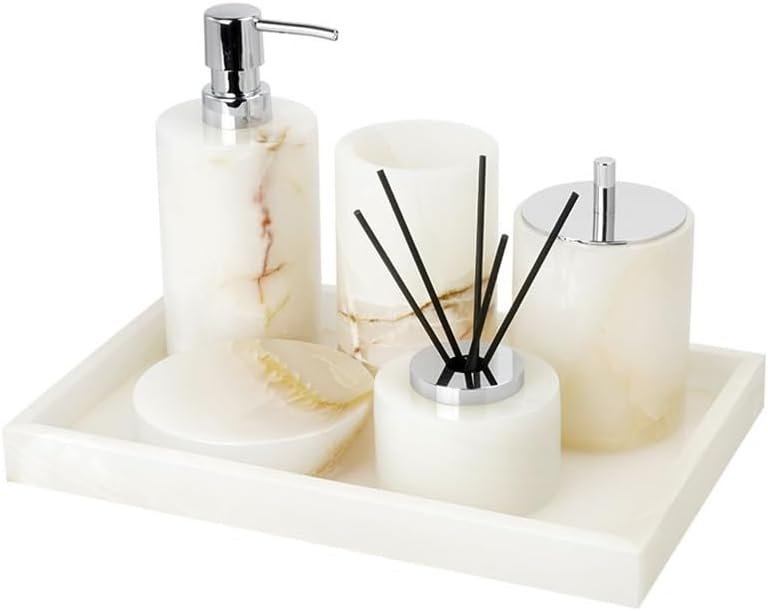 White Marble Bathroom Kit Bathroom Supplies Set Wash Sink Accessories Tissue Box Aromatherapy Tray