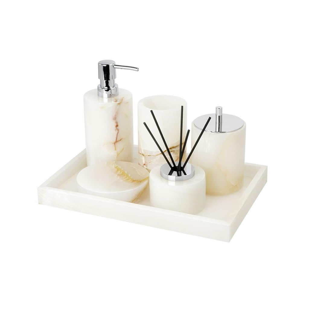 White Marble Bathroom Kit Supplies Set Wash Sink Accessories Tissue Box Aromatherapy Tray