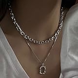 Frame Layered Necklace Punk Choker Necklace Thick Necklace Chain for Women and Teen Girl
