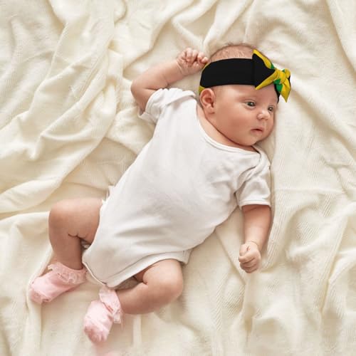 FoRes Flag of Jamaica Baby Bow Headband â€“ Cute & Delicate Hair Accessories for Newborns, Infants, Toddlers â€“ Skin-friendly Hairband, Black4