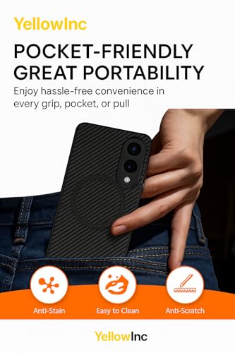 Image of Magnetic Real Carbon Fiber Case Cover for Samsung Galaxy S25 Edge 5G (2025), (Carbon Black with MagSafe)