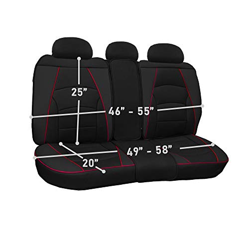 Image of FH Group Car Seat Cover for Back Seat Solid Black Faux Leather - Universal Fit, Rear Seat Covers for Cars with Rear Split Bench, Car Seat Cushions, Car Interior Accessories for SUV, Sedan, Van