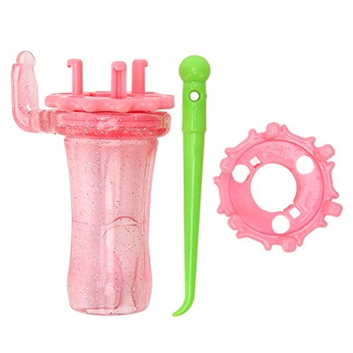 Weaver Knitting Tool, Knit Spool Loom Set Interchangeable Head ABS Mini Hook Knitter for DIY Scarf Strap Bracelet Pink
