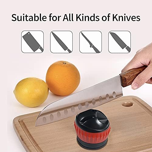 2 Stage Manual Knife Sharpeners, with Suction Base Anti-Slip Upgraded Kitchen Gadget, Portable Easy to Use for Hardened Knives Global Bread Knives Hunting Knives (Red)