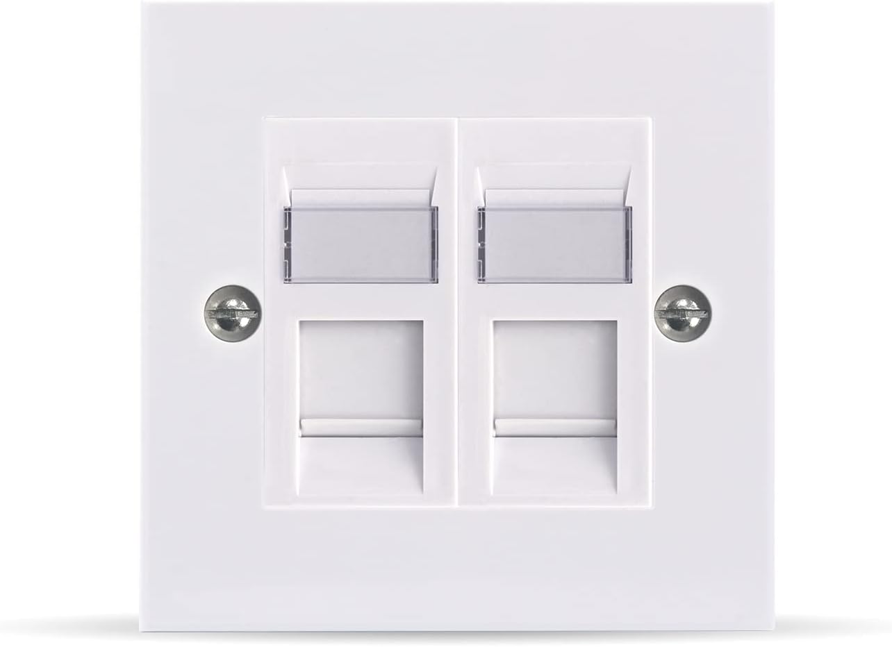 RJ45 Socket Cat6, Ethernet Socket, Single Ethernet Faceplate, RJ45 Network Wall Plate 1 Port with Keystone Jack, White