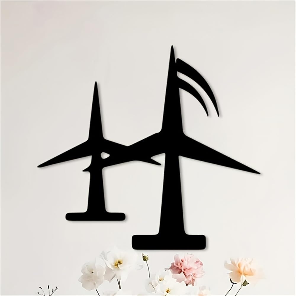 Arte contemporáneo abstracto de metal para decoración de pared con forma de turbina eólica, molino de viento de hierro resistente a la intemperie, escultura industrial para interiores y exteriore