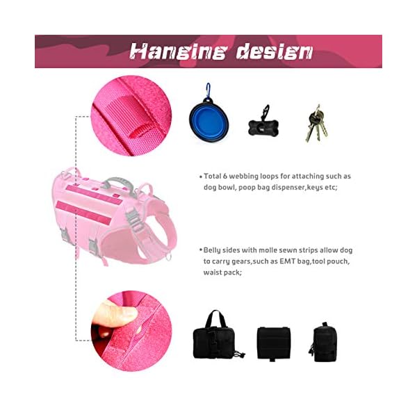 PET ARTIST Reflective Tactical Dog Vest Harness with 3X Handle & 2X Leash Clip -Military Vest Harness for German Shepherd/Husky/Pyrenean Mountain Dog – Adjustable Pet Harness for Large Dogs,Pink,M PET ARTIST Reflective Tactical Dog Vest Harness with 3X Handle & 2X Leash Clip -Military Vest Harness for German Shepherd/Husky/Pyrenean Mountain Dog – Adjustable Pet Harness for Large Dogs,Pink,M