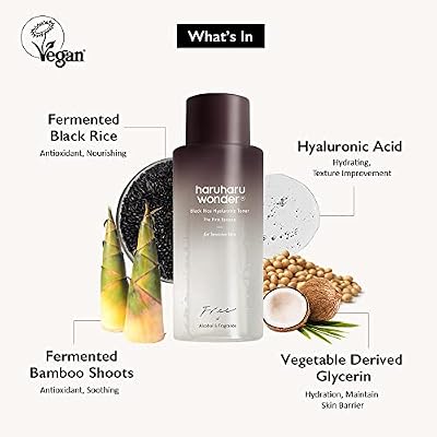 haruharu Wonder Black Rice Hyaluronic Toner for Sensitive Skin, Alcohol Free, Fragrance Free, Deep Hydration, Glass Skin, Korean Skincare, Vegan, Cruelty-Free, 5.1 fl.oz