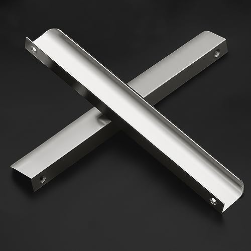 Image of Ravinte Silver Finger Edge Pulls Drawer Edge Pulls 300mm /11.8 inch 1 Pack | Concealed Handle Style, Low-Profile Finger Grip, Cabinet Edge Mount, 150mm /5.9 in, For Cabinets, Drawers, Cupboards, Kitchen