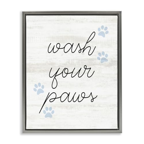 Stupell Industries 'Wash Your Paws Pet Shapes'| Floating Frame Canvas Art