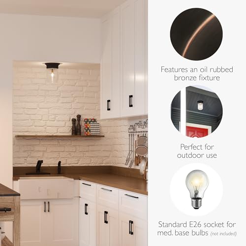 Image of Design House Jelly Jar Ceiling Light, Indoor /Outdoor, Flush Mount, Dimmable, Uses (1) 60W Bulb, Oil Rubbed Bronze, 4.8 in Diameter x 5.9 in H, 587238
