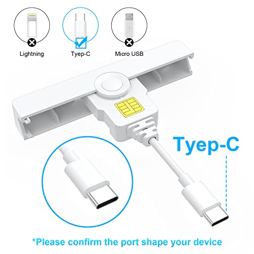 Type C CAC Reader, DOD Military USB C Common Access CAC Card Reader, USB C Smart Card Reader PIV CAC Reader Credit Card Reader Compatible with Windows, Mac OS(Mini Fold and Portable Type C) - Thumbnail 3