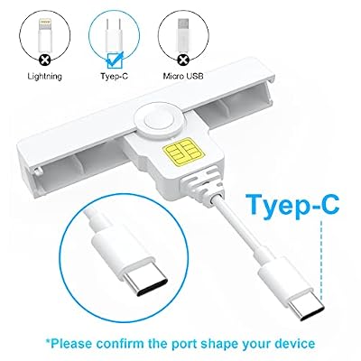 Type C CAC Reader, DOD Military USB C Common Access CAC Card Reader, USB C Smart Card Reader PIV CAC Reader Credit Card Reader Compatible with Windows, Mac OS(Mini Fold and Portable Type C)