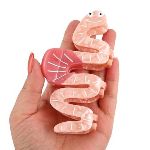 Personalised Acetate Smiley Face Pink Worm Hair Claw Clip for Women Girls Gift 1 Piece