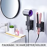 YAYINLI Hair Dryer Holder Wall Mounted, Hair Dryer and Straightener Holder, Hair Straightener Organiser, Adhesive Curling Iron Holder for Bathroom (Black) - Image 6