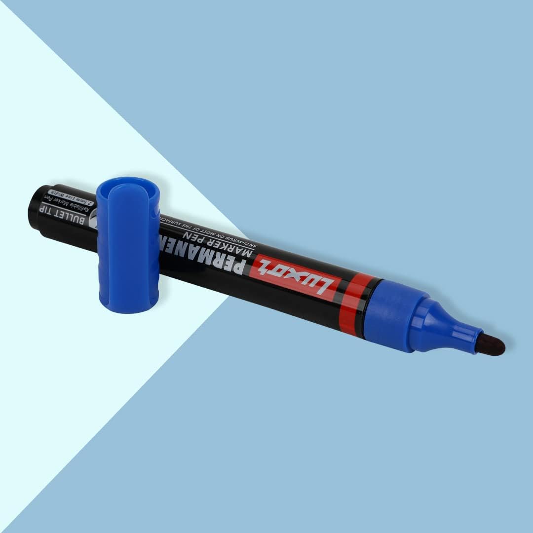 Luxor 1222 Refillable Permanent Marker - Blue - Box of 10