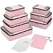 Gonex Packing Cubes Set, Lightweight Travel Luggage Suitcase Organizers Bags 9pcs Set with 2 Shoe Bags + 4 Reusable Zip Bag Pink