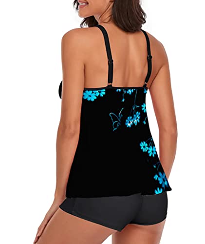 Urchics UR-QZ6072-FLOWER BUTTERFLY--M Women Tankini Swimsuit Flowy Swimdress Swimwear Two Piece Bathing Suits Flower Butterfly M thumb #1