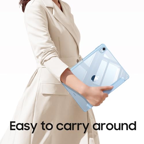 Fintie Funda iPad Air 11 Pulgadas 2025(M3) / 2024(M2), Funda iPad Air 5ª Gen(2022)/4ª Gen(2020) 10.9"- Híbrida Delgada Antichoque con Carcasa Trasera Transparente y Soporte para Lápiz - Azul Claro