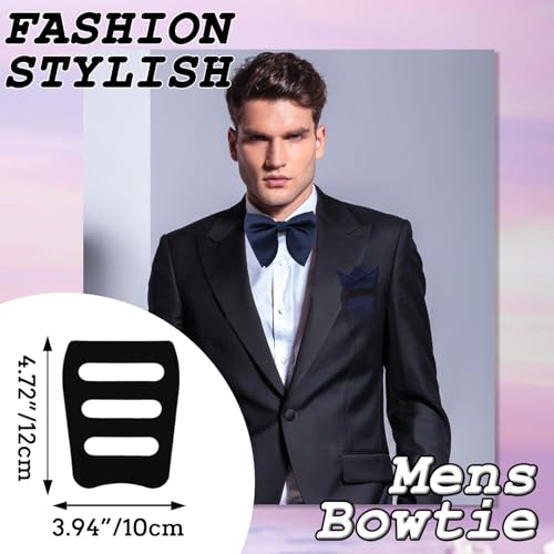 Image of Oversized Bow Ties for Men, Pre-Tied Bow Tie and Handkerchief with Pocket Square Holder Set for Wedding Party Daily