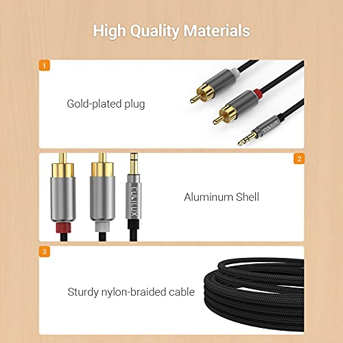 Cubilux 3.5Mm To Dual Rca Audio Cable, Braided 2-Way Rca To 1/8” Stereo Aux Cord, Av Auxiliary Cord For Phone Laptop Pc Computer Mp3 Cd Player Car Speaker Subwoofer Amplifier Hdtv And More, 6.5 Feet #TOP4
