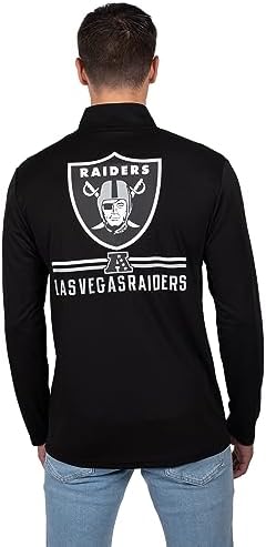 Ultra Game NFL Official Adults Super Soft Quarter Zip Long Sleeve T-Shirt - Unisex, Las Vegas Raiders, Team Color, Medium - 2