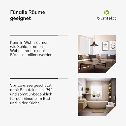 blumfeldt Infrarot Wandheizung 700W- IP44, WLAN- & App- Steuerung, Thermostat, 99% Effizienz, Überhitzungsschutz, für Badezimmer, Wandmontage, 0- 37 °C, Holz Design-5