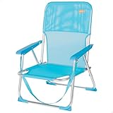 AKTIVE Chaise de Plage Pliable, en textilène et Aluminium, Bleu, 44 x 40 x 72 cm, capacité 110 kg, Respirante, Portable avec poignée