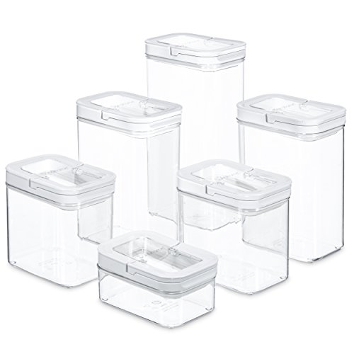 DuraHome FLiPLOCK Airtight Food Storage Containers 6 Piece Set - BPA Free Durable Clear Acrylic Container with Innovative Air Tight Handle Lid for Dry Goods Pantry Organization (Rectanlge) - Thumbnail 3