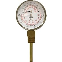 Winters TTD Series Steel Dual Scale Tridicator Thermometer with 2" Stem, 0-200psi/kpa, 3" Dial Display, 3-2-3% Accuracy, 1/2" NPT Bottom Mount, 70-320 Deg F/C