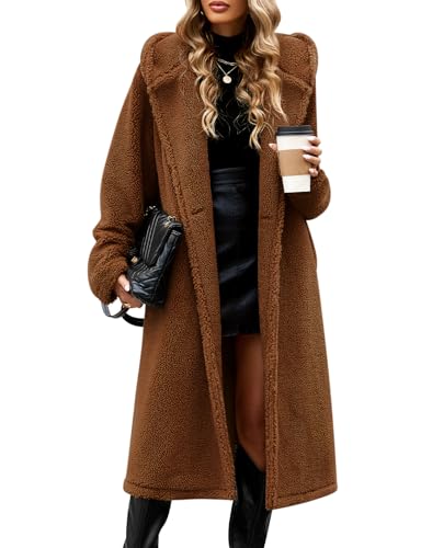VXVGER Women's Fuzzy Fleece Hooded Coat Winter Oversize...