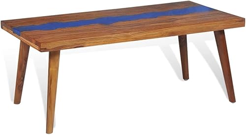 Miniatura 8 de mesa de Centro para sala Mesas de centro Mesa de centro de resina de teca de 39.4 x 19.7 x 15.7 pulgadas, adecuada para salas de estar, balcones,