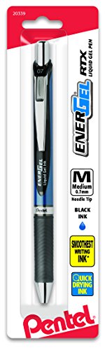 Pentel EnerGel Deluxe RTX Retractable Liquid Gel Pen, 0.7mm, Needle Tip, Black Ink, 1 Pack (BLN77BPA)